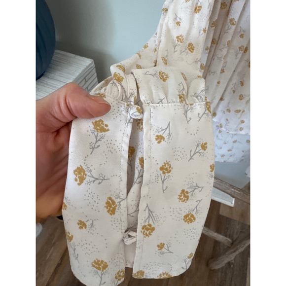 Free People Modern Muse floral tie-neck button-down blouse in cream/yellow‎ XS - Picture 8 of 10